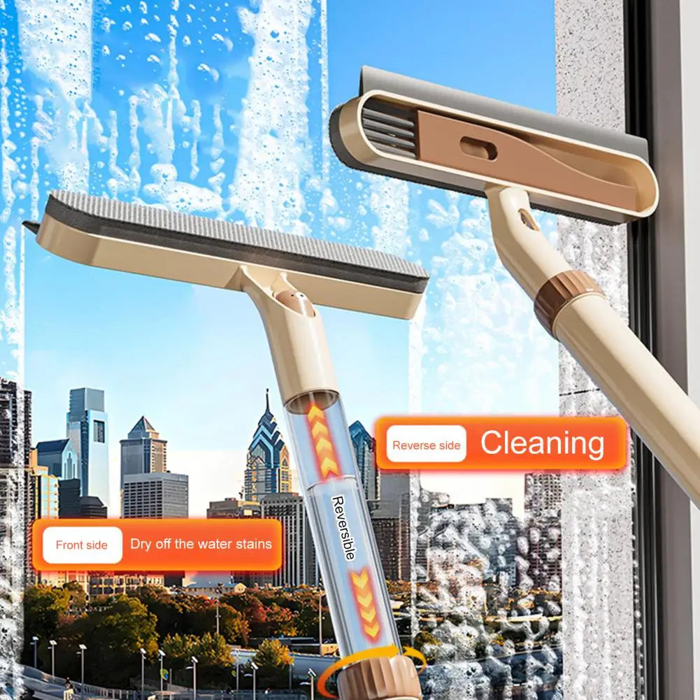 3-in-1 Window Screen Brush Retractable Wand Squeegee