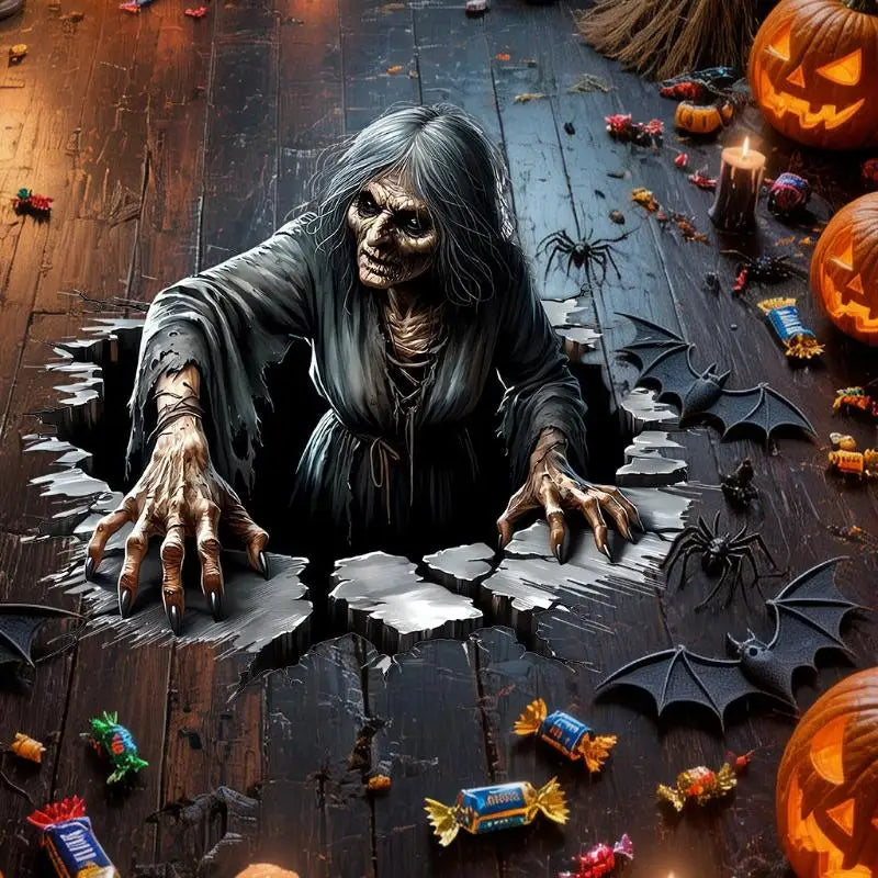 Halloween 3D Witch Floor Sticker – Waterproof PVC Decal Halloween Floor Decal Nixie