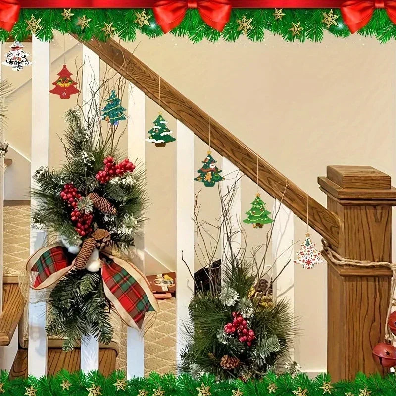 10Pcs Unfinished Wooden Christmas Tree Craft Set for Painting Wood Craft Kit Nixie