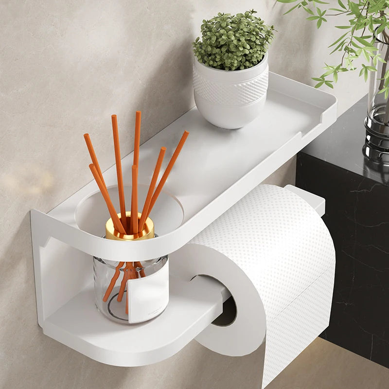 Wall-Mounted Toilet Paper Holder with Storage Shelf Toilet Paper Holder Nixie