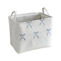 Foldable Fabric Storage Basket with Bow Embroidery & Handles Fabric Storage Basket Nixie B