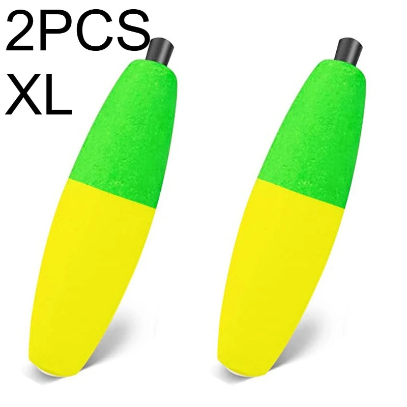 2Pcs Elliptical European Fishing Floats – Long Cast Anti-Tangle Fishing Float Nixie green-YELLOW