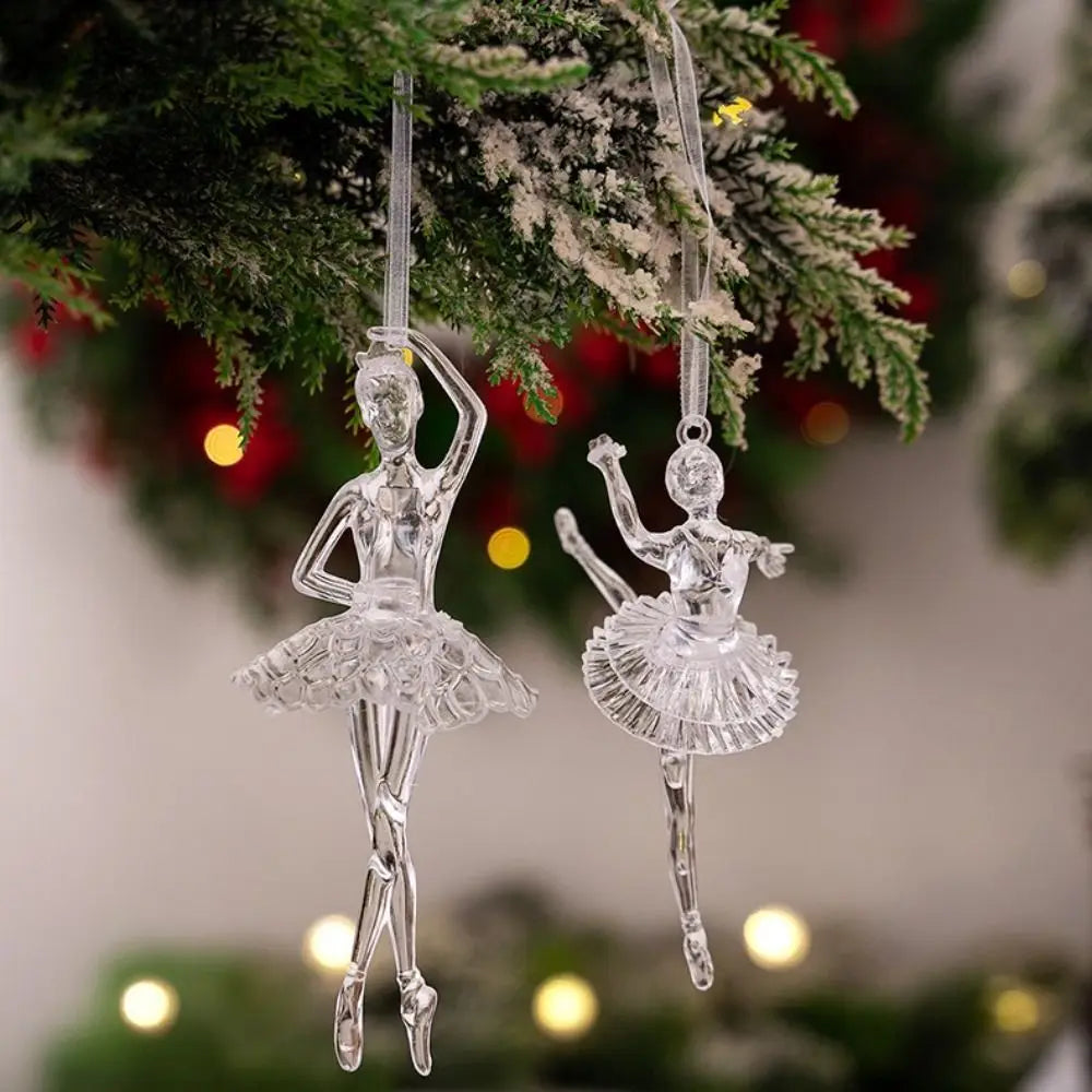 Acrylic Christmas Tree Pendants – Clear Elk, Crown & Wreath Christmas Ornament Nixie