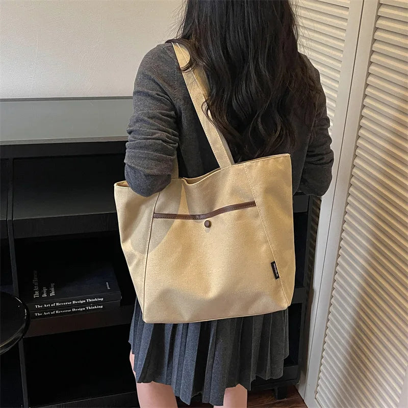 Large Canvas Tote Bag – Women's Korean Shoulder & Work Bag Canvas Tote Bag Nixie