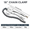 18" Heavy Duty Chain Locking Pliers – Carbon Steel Pipe Clamp