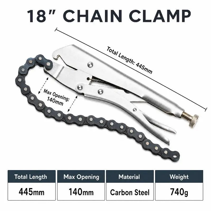 18" Heavy Duty Chain Locking Pliers – Carbon Steel Pipe Clamp