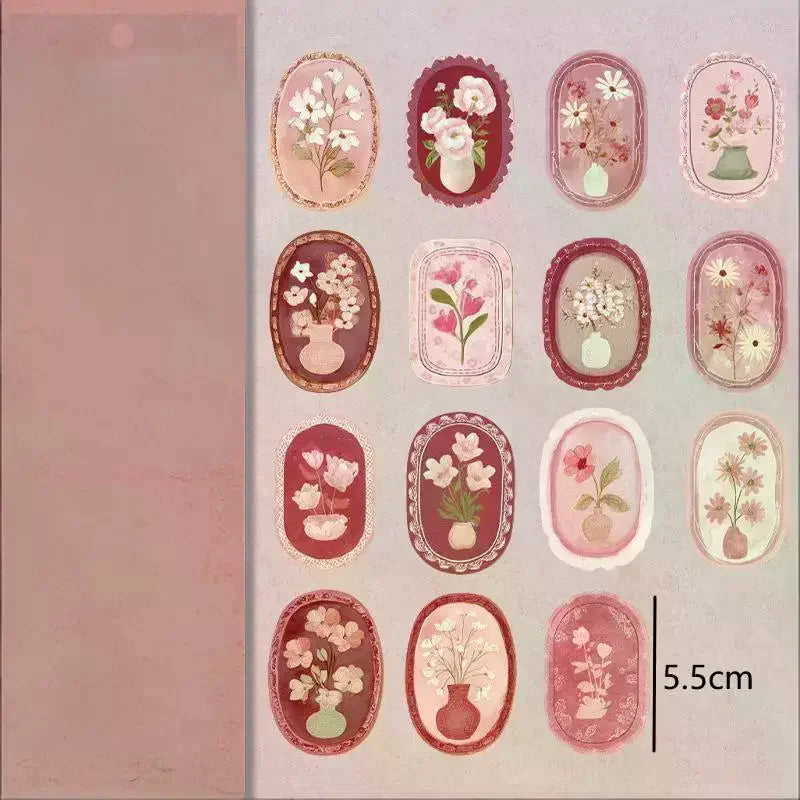 45pcs Floral Sticker Pack – DIY Journal Collage Stationery Set