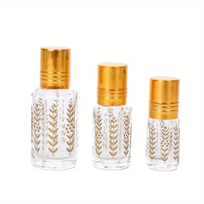 Glass Roller Bottles 3/6/12ml – Gold Wheat Essential Oil Travel