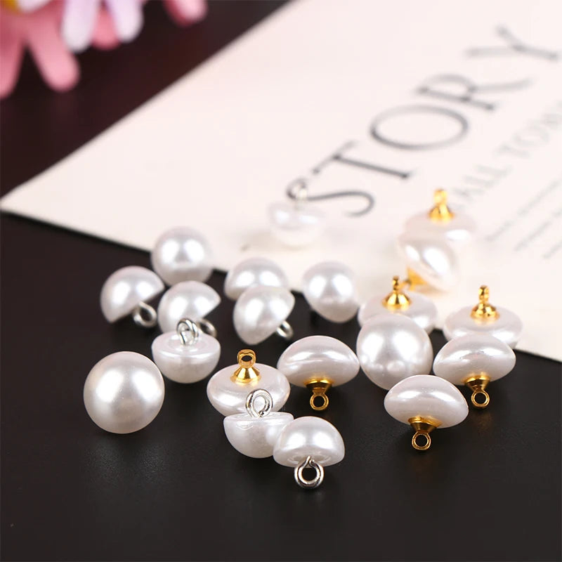10Pcs Mushroom Faux Pearl Shank Buttons 10mm 12mm – DIY Sewing Decorative Sewing Buttons Nixie