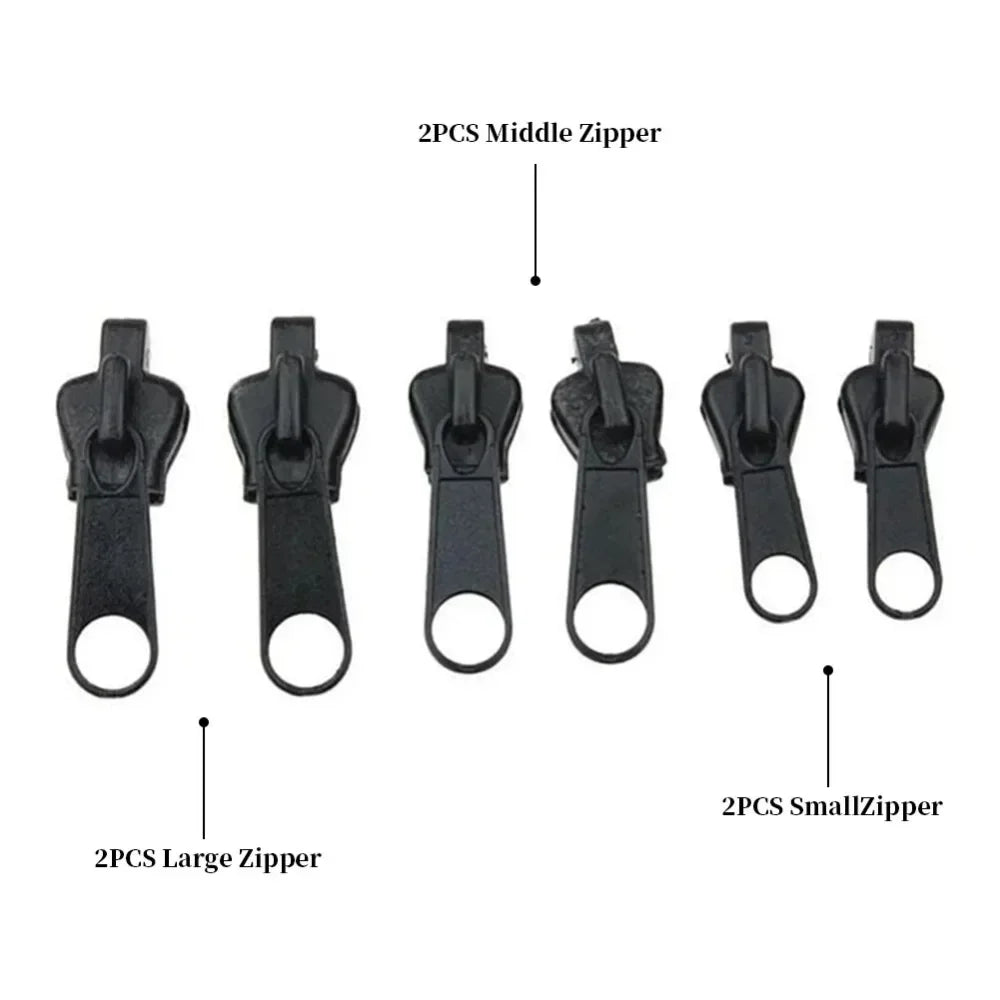 6-Piece Universal Zipper Repair Kit – Replacement Zip Sliders