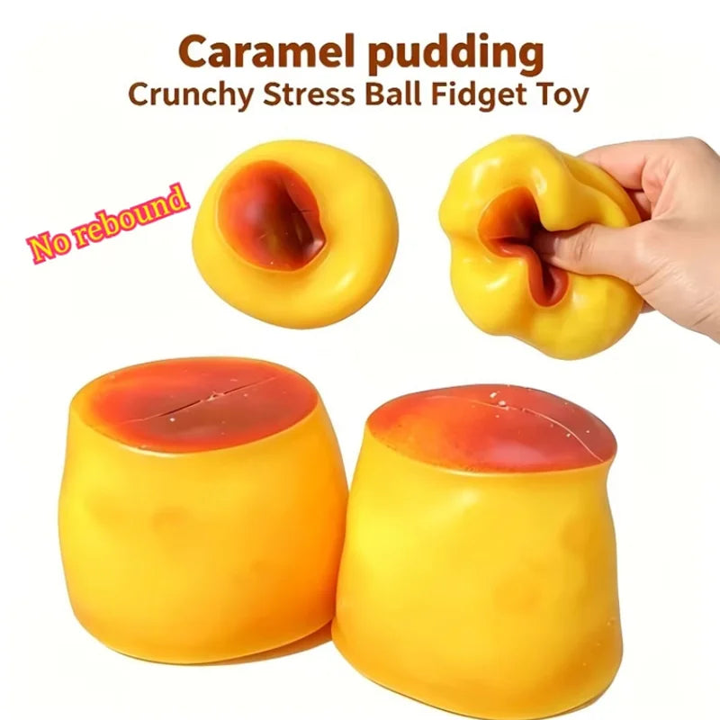 Caramel Pudding Squeeze Toy – Crispy Sound Sensory Stress Ball