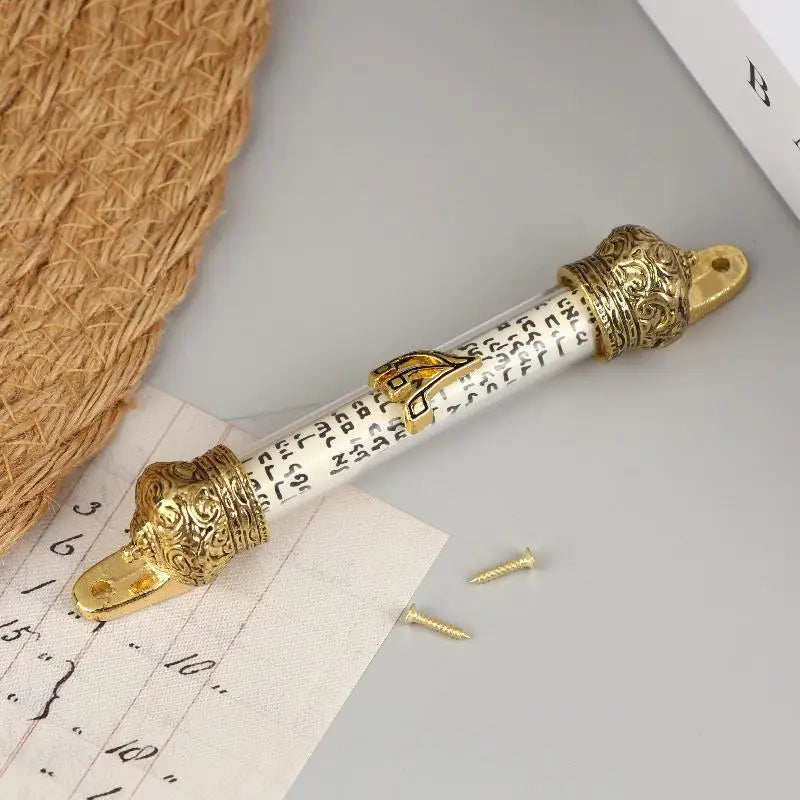 Metal Mezuzah Case with Scroll – Retro Gold Door Plaque Mezuzah Case Nixie