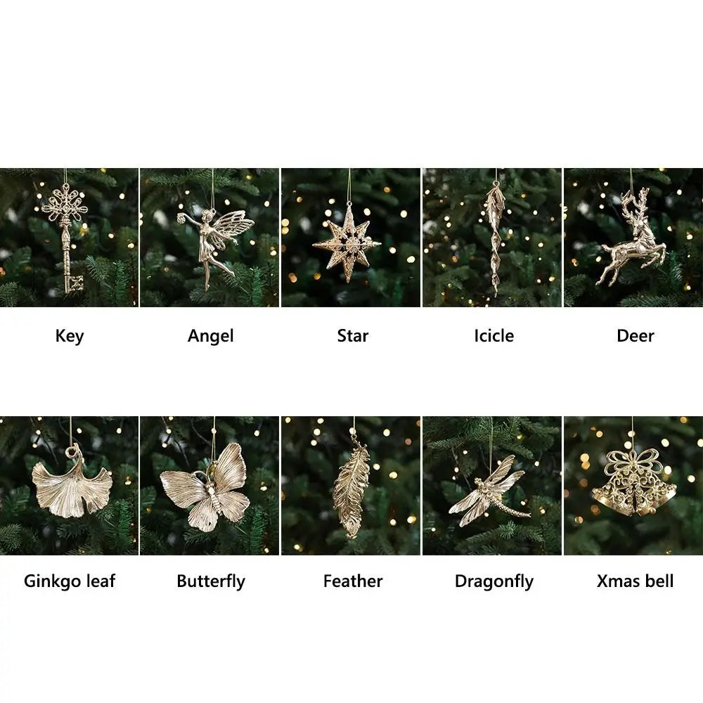 Gold Christmas Tree Ornaments – Angel & Snowflake Decorations Christmas Ornament Nixie