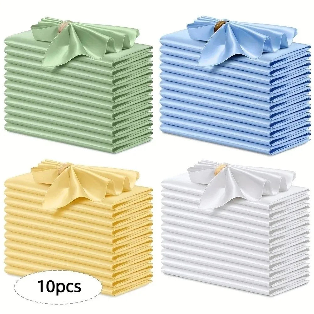 10pcs Silky Satin Dinner Napkins 30x30cm | Party Table Decor Satin Cloth Napkins Nixie