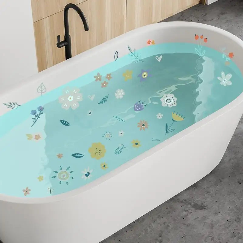 Floral Bathtub Decal Set – Removable Waterproof PVC Sticker 6pc Wall Decal Sticker Nixie
