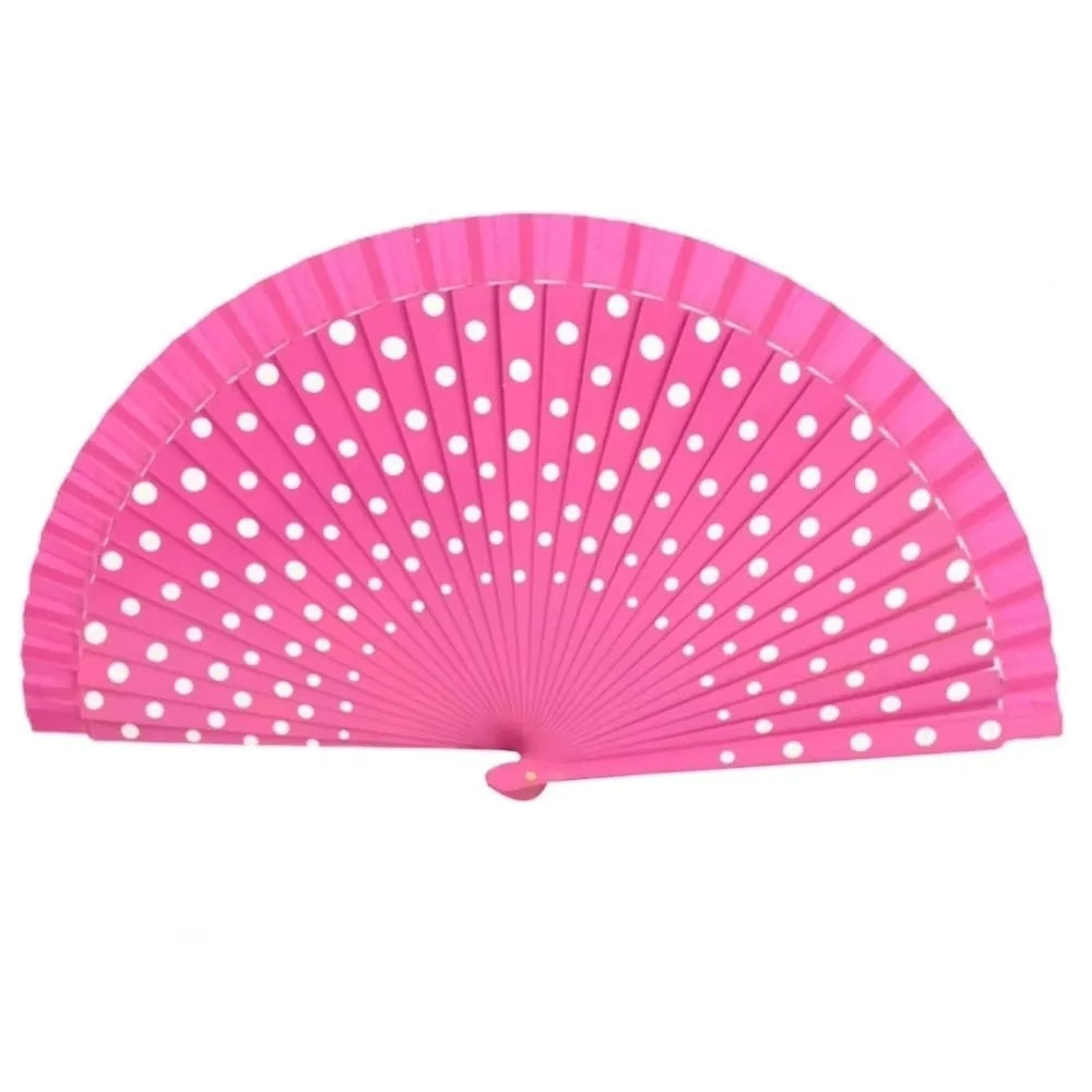 Wood Flamenco Folding Fan – Dots Pattern Dance & Party