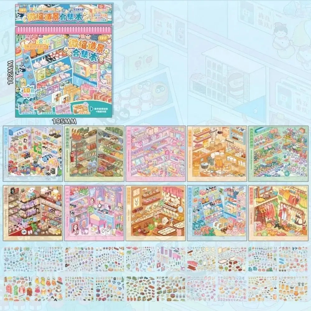 3D Miniature Scene Stickers – 10 Shop Themes DIY Craft Book Craft Sticker Book Nixie