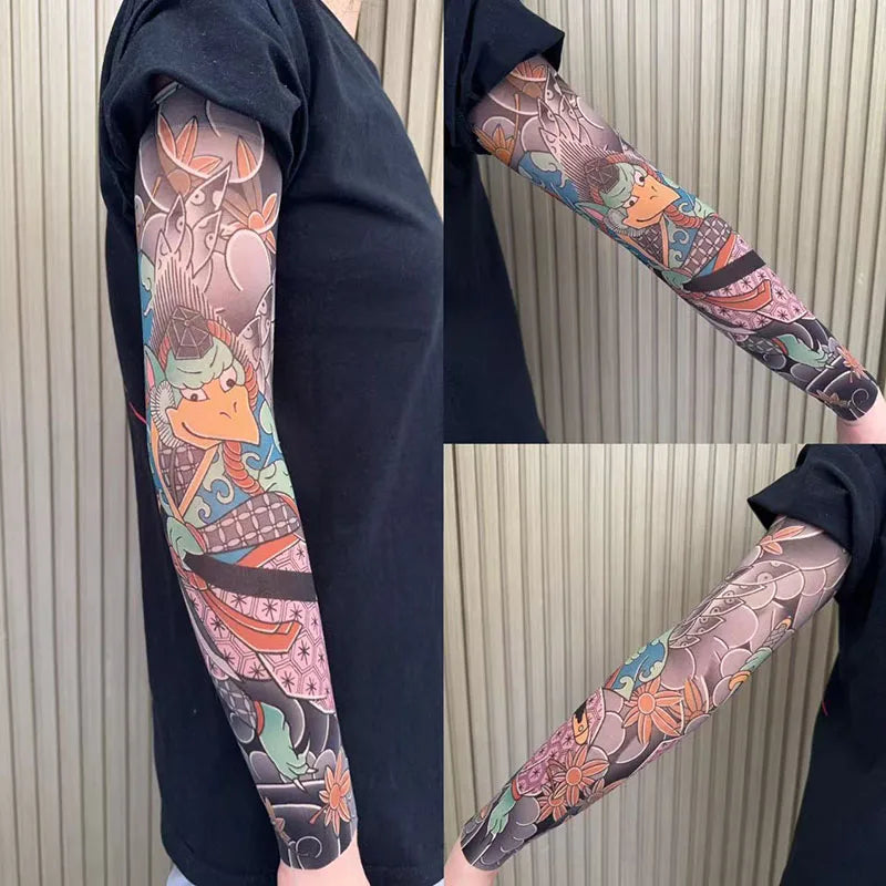 Japanese Floral Tattoo Single Leg Stocking – Unisex Tattoo Leg Stocking Nixie Cool Sleeve T 1Pair M