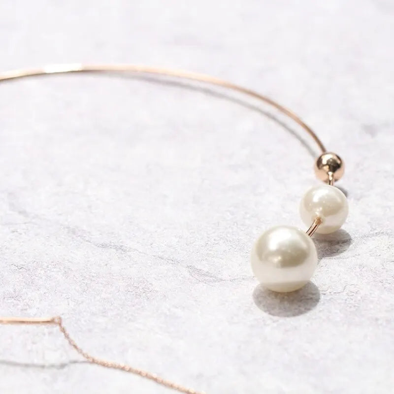 Gold-Tone Pearl Tassel Collar Choker Necklace for Women Choker Necklace Nixie