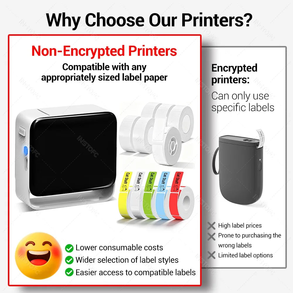 INSTOFC Pocket Bluetooth Thermal Label Printer 12-15mm