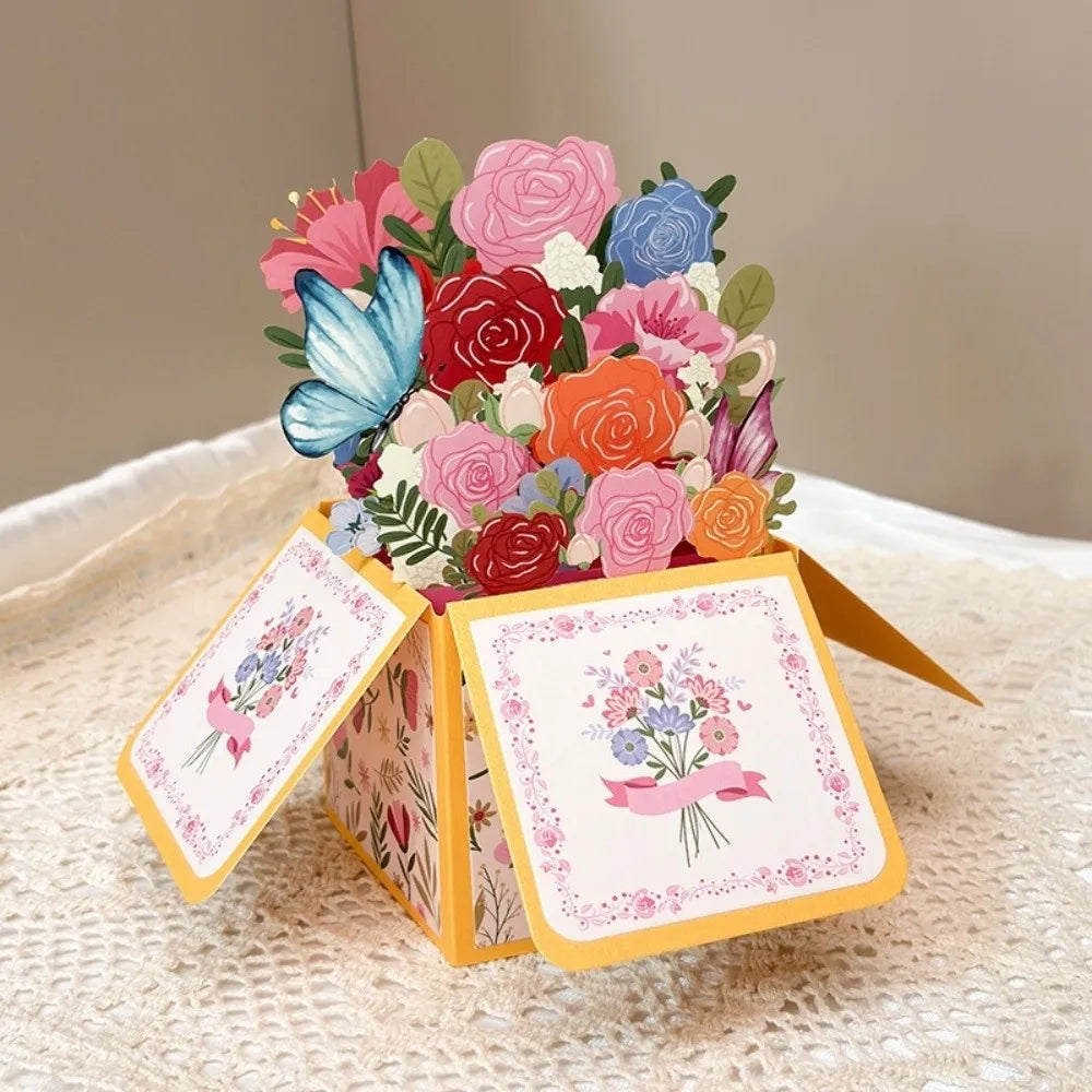 3D Pop-Up Mother's Day Card – Floral Bouquet Handmade Gift Pop-Up Greeting Card Nixie