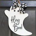 Halloween Ghost Door Hanger with Bow – Wooden Sign Décor Halloween Door Hanger Nixie A