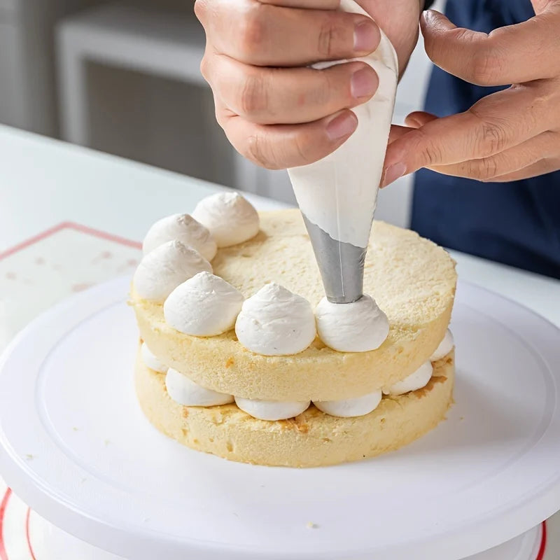 White Round Plastic Cake Turntable – Decorating Stand
