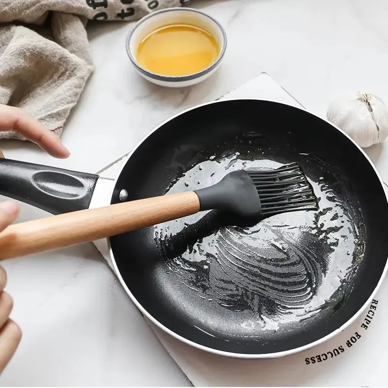 12-Piece Silicone Kitchen Utensils Set – Wooden Handles Silicone Utensil Set Nixie