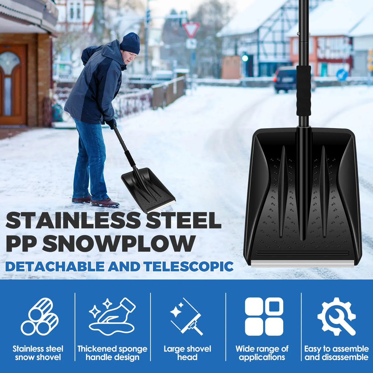 Detachable Snow Shovel – Portable Stainless Steel Car & Camp Tool Snow Removal Shovel Nixie