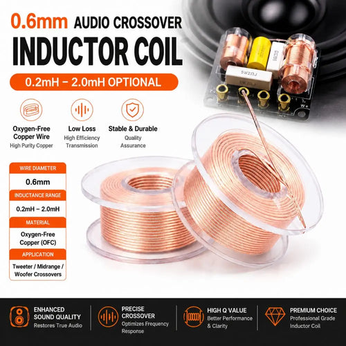 0.6mm OFC Speaker Crossover Inductor Coil 0.2mH–2.0mH Audio