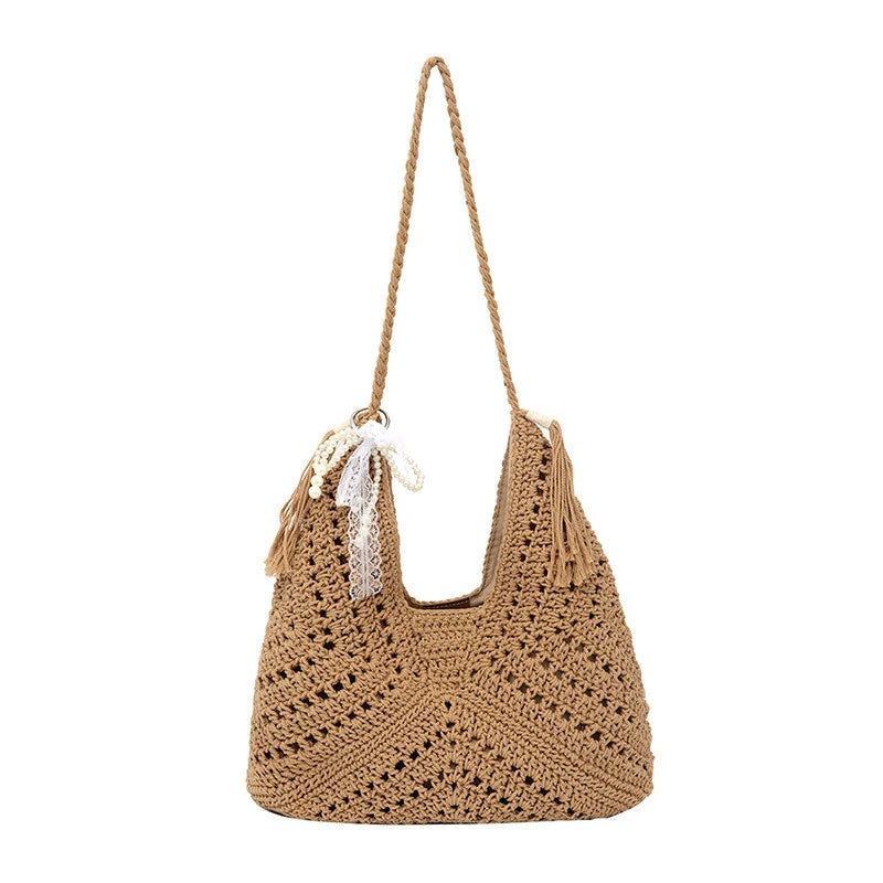 Cotton Crochet Tote Bag – Women's Woven Beach & Travel Bag Crochet Tote Bag Nixie