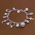 Silver 13-Pendant Charm Bracelet – Women's Fashion Jewelry Charm Bracelet Nixie Bracelet 13 pendant