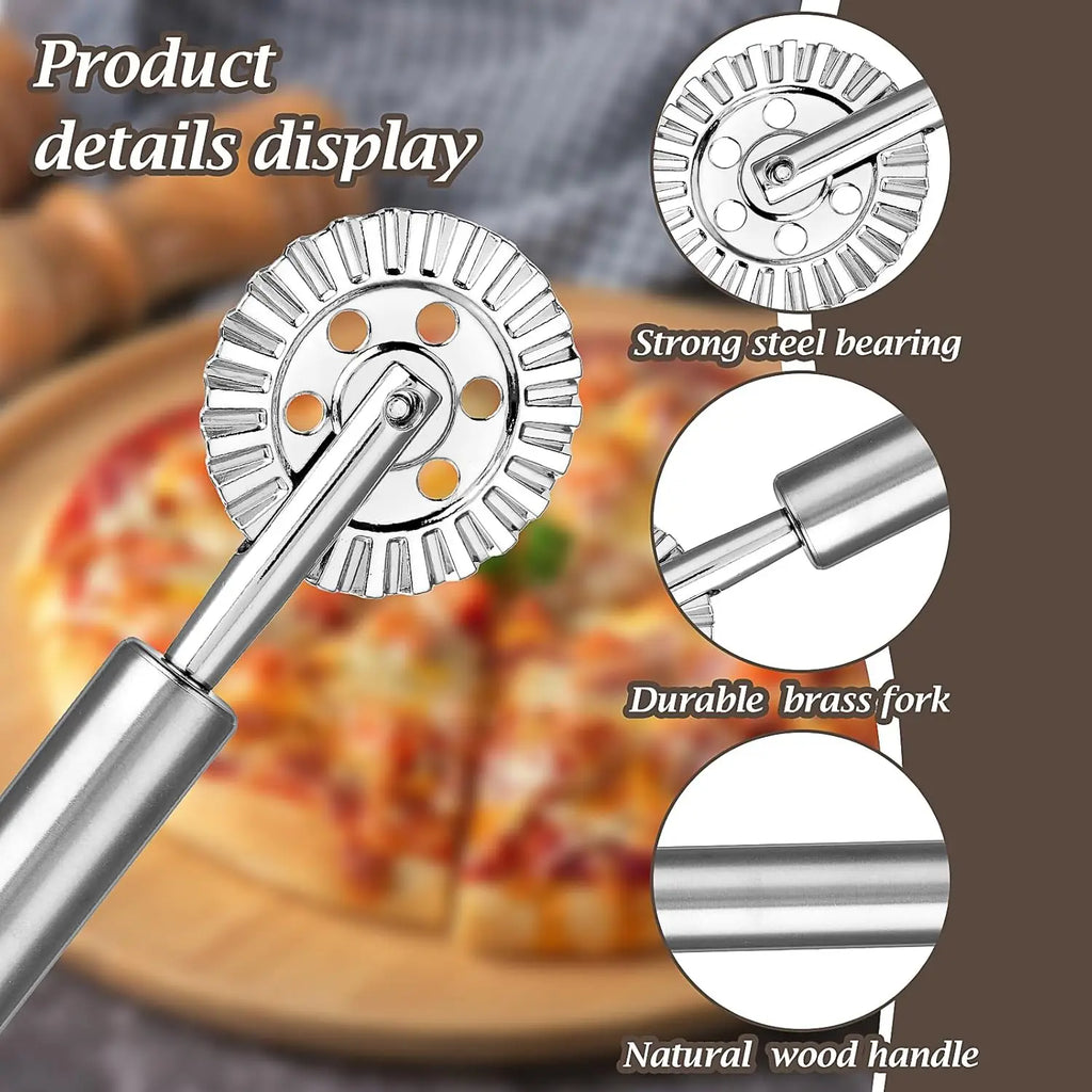 Stainless Steel Fluted Pasta Cutter Wheel – Ravioli Crimper Tool Pasta Dough Crimper Nixie