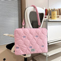 Bowknot Quilted Laptop Sleeve 13–15.6" Padded Shoulder Bag Laptop Shoulder Bag Nixie Pink--15-15.6in