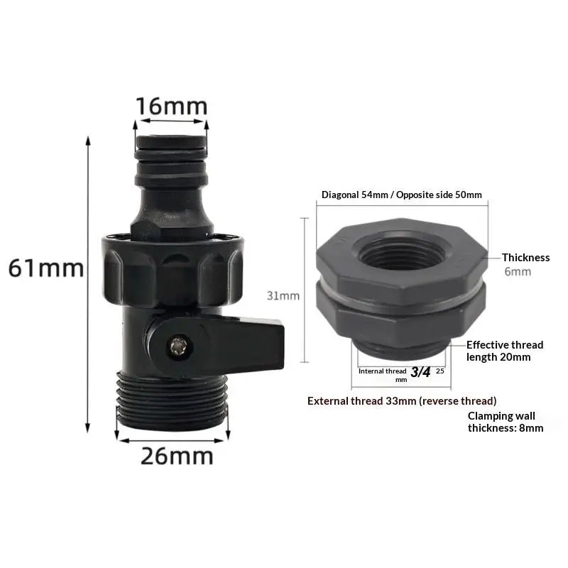 3/4 Inch Rainwater Diverter Kit – Bucket Valve Hose Fittings Rainwater Diverter Kit Nixie A B