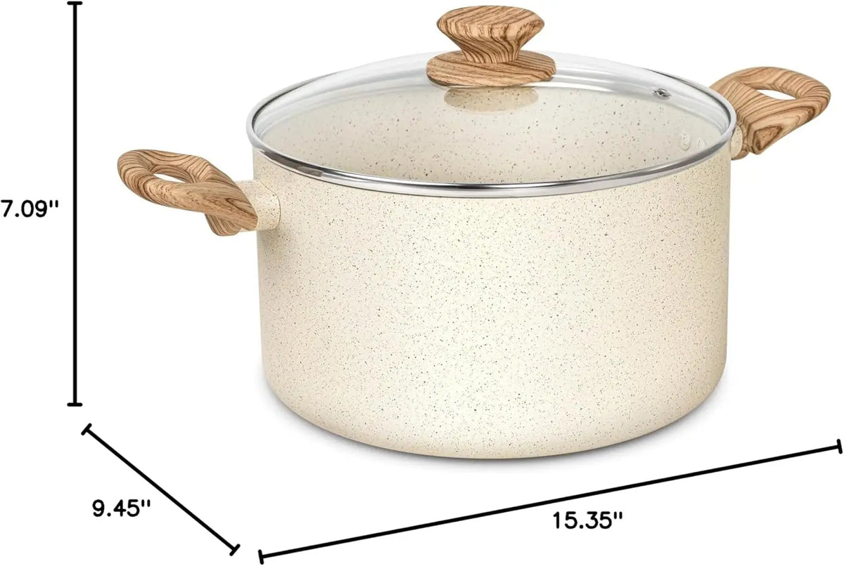 MICHELANGELO 6QT Granite Non-Stick Stockpot with Lid – All Stoves Non-Stick Stockpot Nixie