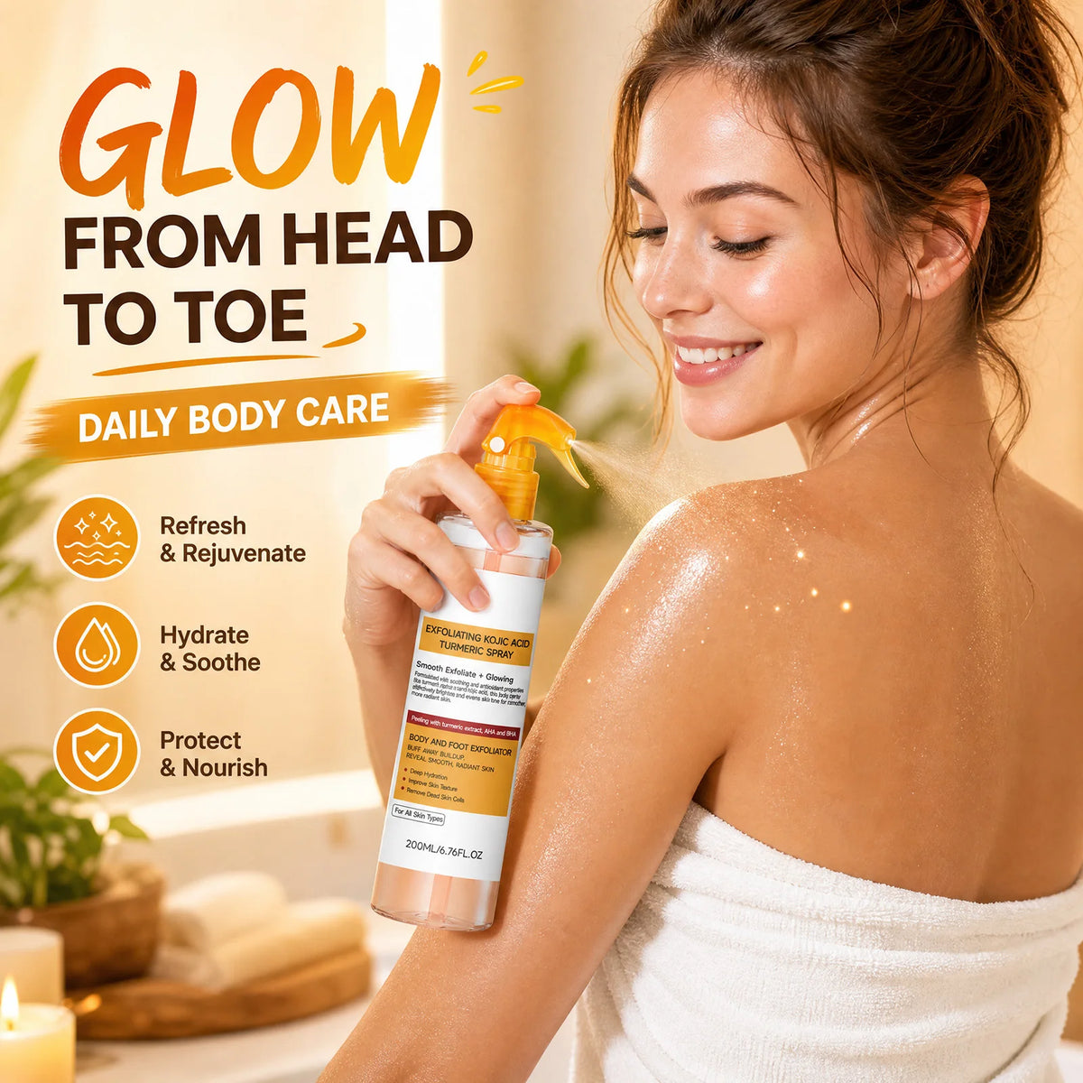 VIARELINE Kojic Acid Turmeric Body Exfoliator Spray AHA BHA Body Exfoliator Spray Nixie