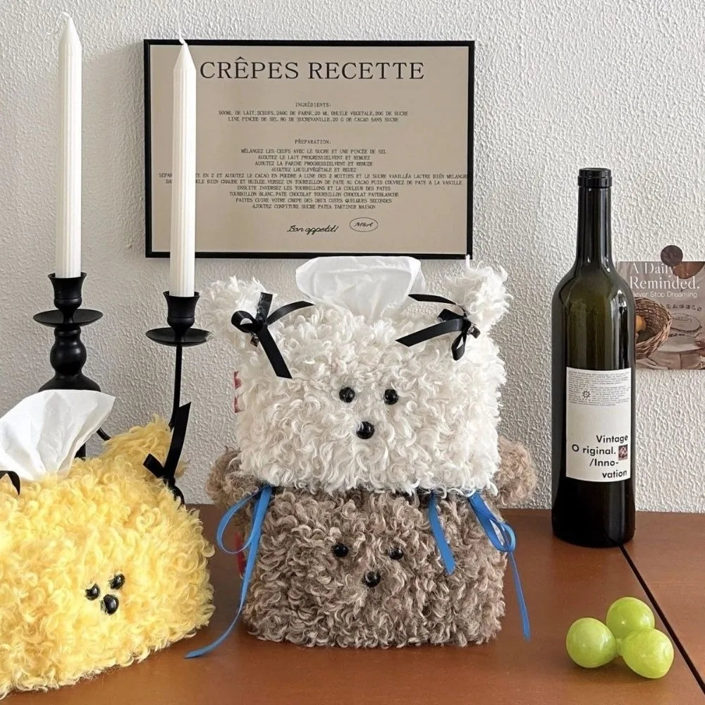 Nordic Plush Tissue Box Cover – Cute Puppy Dog Design Tissue Box Cover Nixie