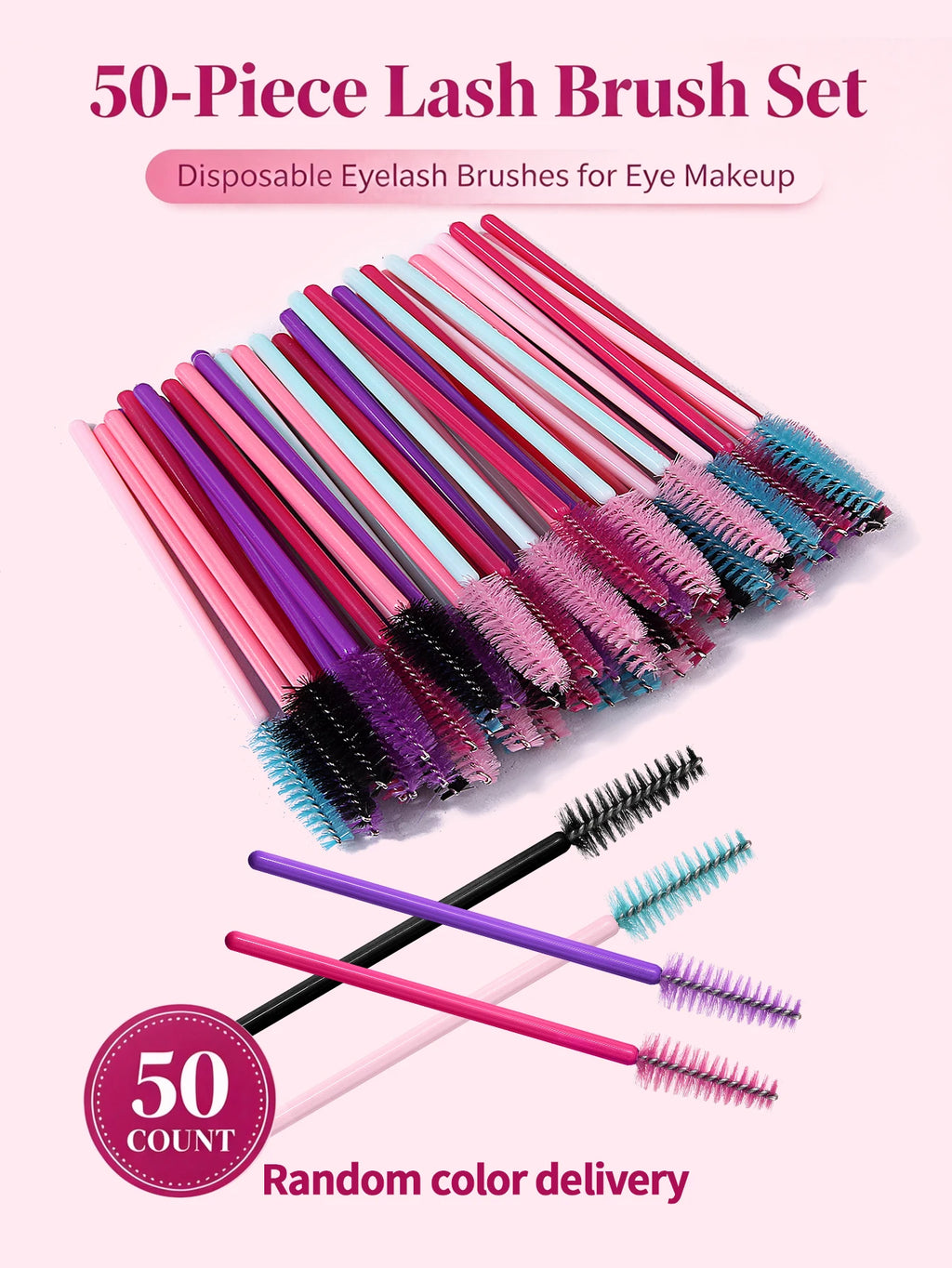50 Pcs Mascara Wands Spoolie Eyelash & Eyebrow Brush Set Spoolie Brush Set Nixie