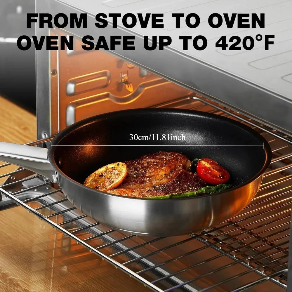 CSK 12-Inch Stainless Steel Nonstick Skillet – Induction & Oven Safe