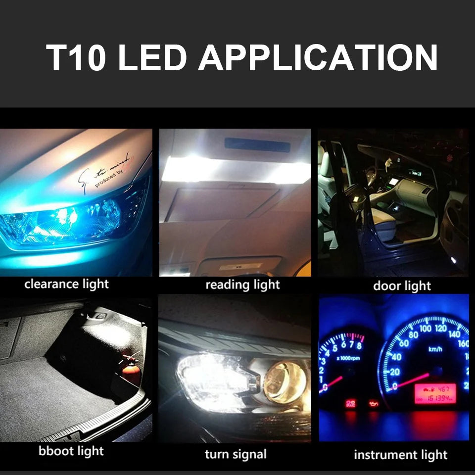 10pcs T10 W5W COB LED Bulbs 6000K White 12V – License Plate & Dome Automotive LED Bulbs Nixie