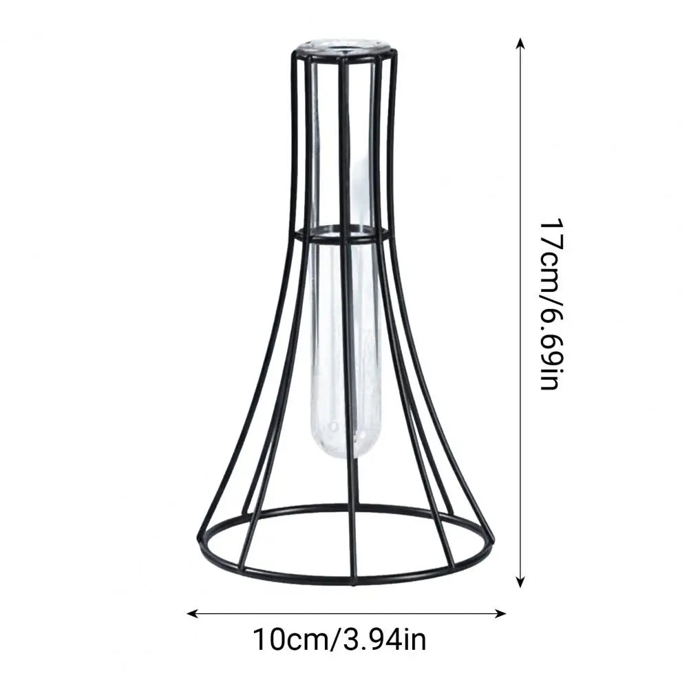 Glass Vase with Wrought Iron Stand | Modern Nordic Home Decor Decorative Glass Vase Nixie