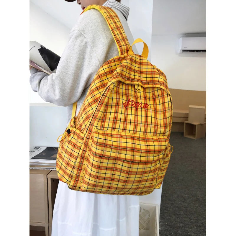 Retro Plaid Large Backpack – College Style School Bag | Nixie Plaid School Backpack Nixie