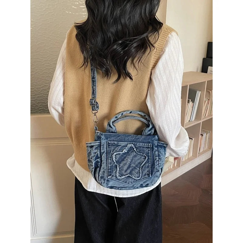 Large-Capacity Denim Crossbody Shoulder Bag for Women Denim Crossbody Bag Nixie