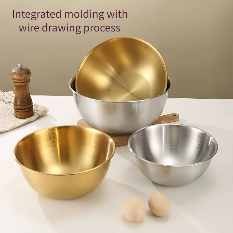 3-Piece Stainless Steel Mixing Bowl Set – Salad & Dough Bowls Mixing Bowl Set Nixie