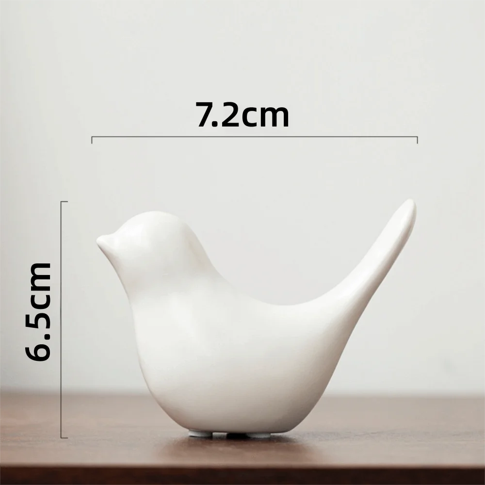 Nordic Bird Ceramic Figurine | Black & White Art Deco Statue Ceramic Bird Figurine Nixie White S