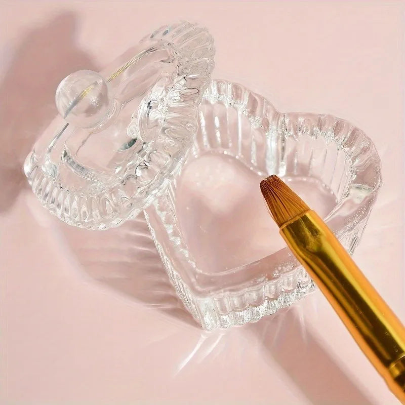 Crystal Glass Heart Dappen Dish – Nail Acrylic Powder Cup Nail Dappen Dish Nixie
