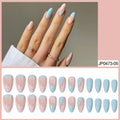 Blue Wave French Press-On Nails Rhinestone Crystal L Size Press-On Nails Nixie 24PCS