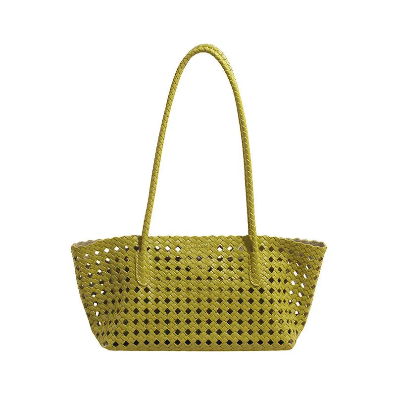 Korean Woven Hollow Basket Bag – Candy Color Beach Satchel Woven Basket Bag Nixie