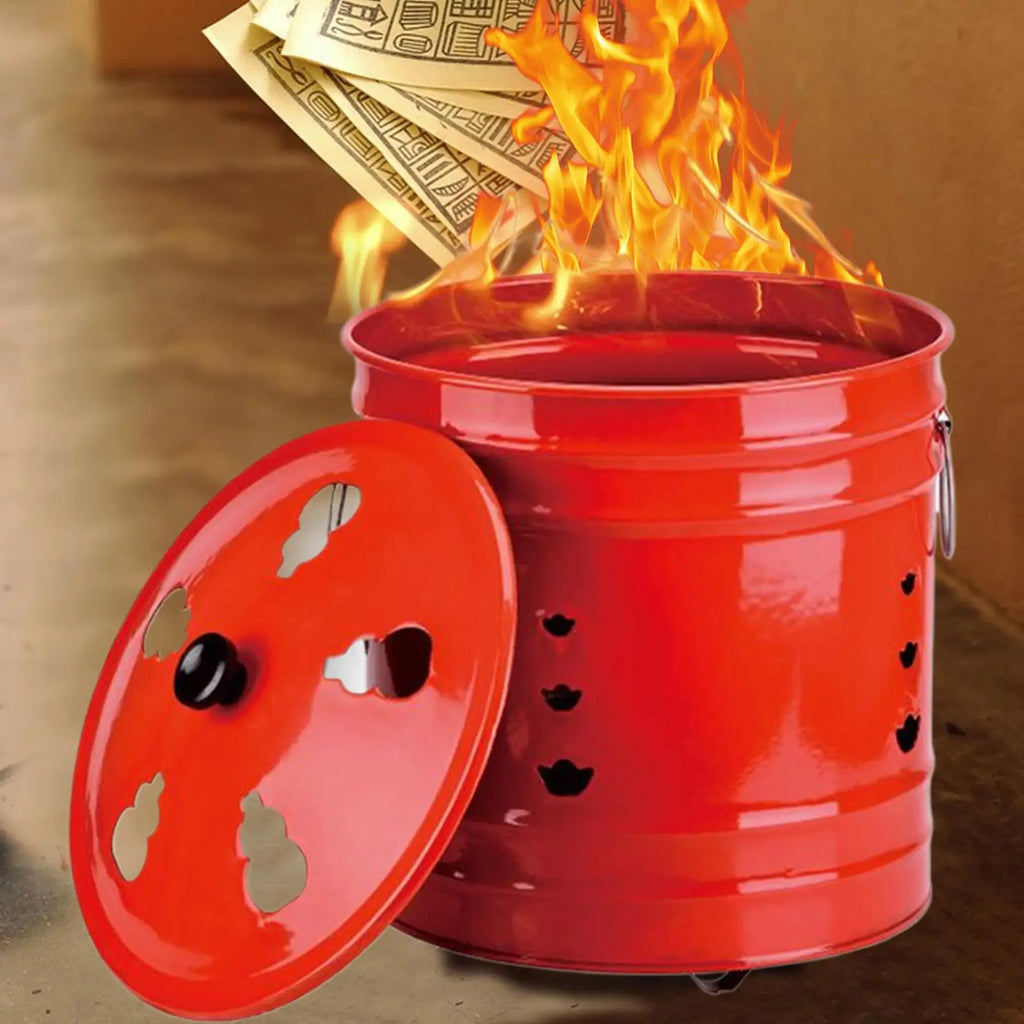 Outdoor Fire Pit with Lid & Spark Screen – Steel Burn Barrel
